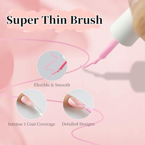 Image of JODSONE 5ml Nail Art Gel Liner Set 10 Colors Gel Nail Polish Need U V Lamp Cured with Thin Brush Gift for Girls at Home Salon Design,Pink Red Blue Purple