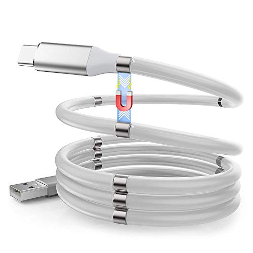 Magnetic USB Type C Cable, SAISYNC (1m Long) USB-A to Type C Fast Charging Cable PVC Housing Compatible with Samsung Galaxy S10 S9 Note 9 8 S8 Plus,LG V30 V20 G6,Huawei P30/P20