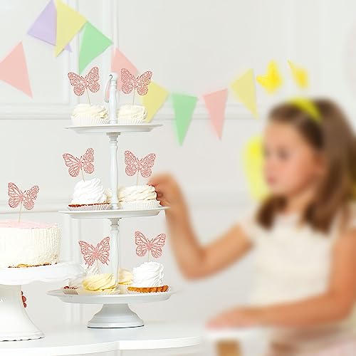 Gyufise 24 Pack Rose Gold Glitter Assembled Butterfly Cupcake Toppers Baby Shower Cake Picks Decorations For Wedding Anniversary Kids Birthday Party Supplies #TOP7