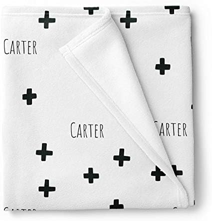 Stork Wares Personalized Modern Black and White Cross Print Baby Blanket
