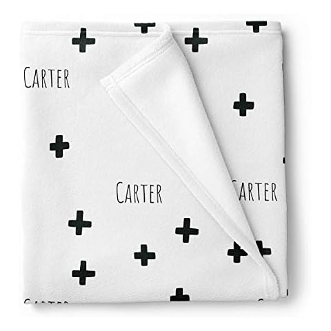 Stork Wares Personalized Modern Black and White Cross Print Baby Blanket Cover