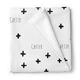 Stork Wares Personalized Modern Black and White Cross Print Baby Blanket