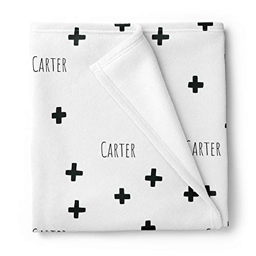 Stork Wares Personalized Modern Black And White Cross Print Baby Blanket #TOP24