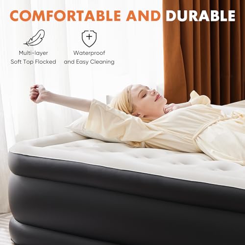 FansaFurn 22" Inflatable Air Mattress with Built-in Pump, Double Height, Non-Slip, 660lb Capacity - Queen Size by FansaFurn - Image 2