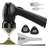 Mamba Elektrischer Pollen Crusher in Schwarz, mahlt Kräuter, Gewürze bis zu 1g Befühlung. USB Kabel und Dosierhilfe inklusive