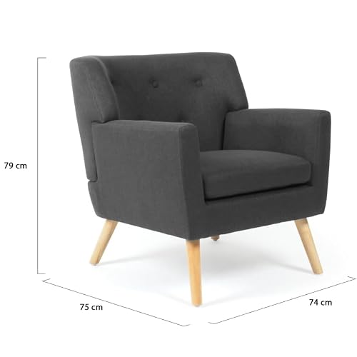 Fauteuil scandinave LIV gris, coussin moelleux IDMarket
