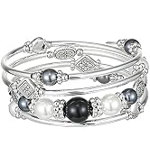 Colliers en perles pour femme - Bijoux Bohémiens en argent avec cristaux - Idée de cadeau fête des mères