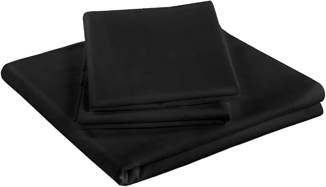 GT Ghazlan_Textiles ® Flat Sheet Bed Sheets 100% Poly Cotton Single Double King Super King Size (King, Black)