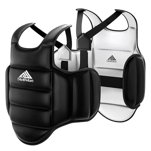 Reversible Boxing Body Protector Chest Guard for MMA Muay Thai & Taekwondo Adjustable Sparring Training Vest (L/XL)