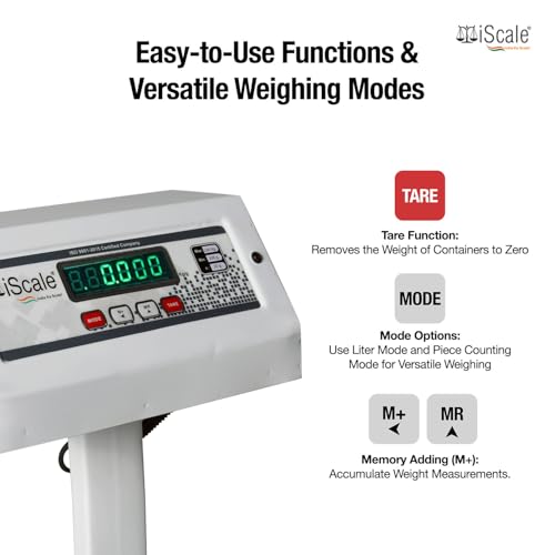Image of iScale ISP-50S Digital Platform Weighing Scale 350x350mm Stailness Steel | 50kg Capacity, 5g Accuracy | Govt Approved as per OIML Standards Digital Weight Machine for Shop, Warehouse, Industrial Use