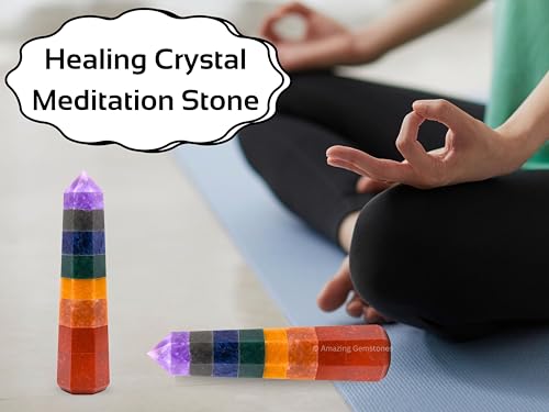 Image of Amazing Gemstone Seven Chakra Crystal Towers ~ Natural Healing Crystal Point Obelisk for Reiki Healing and Crystal Grid (2 inch to 3 inch INCH)