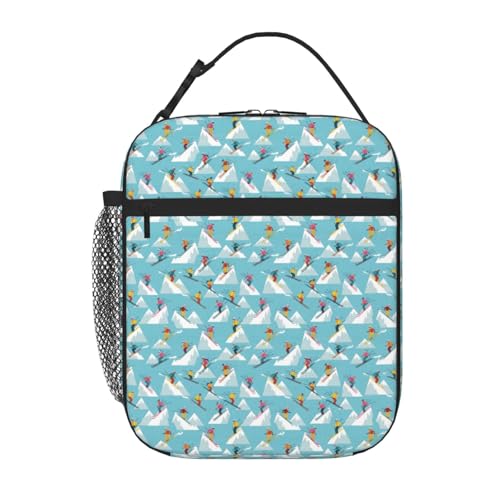 CSAXZLCHBJ Skiing Reusable Lunch Bag Cooler Tote