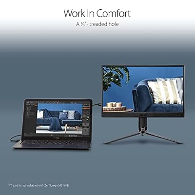 ASUS ZenScreen 15.6 Portable USB Monitor - Narrow Bezel, Micro USB, USB-Powered External Monitor, Tripod Mountable, Protective Sleeve, Travel Monitor for Laptop & MacBook - MB165B