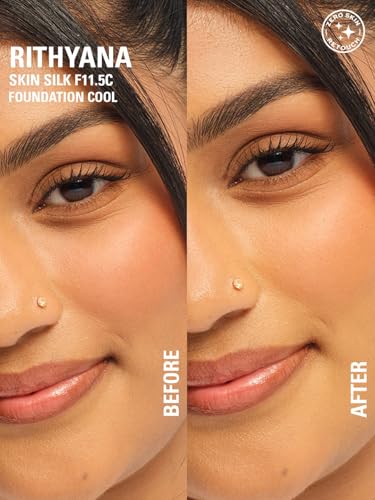 Image of Revolution Beauty, Skin Silk Serum Foundation, Light to Medium Coverage, Lightweight & Radiant Finish, Contains Hyaluronic Acid, (F11.5 C, 23ml)