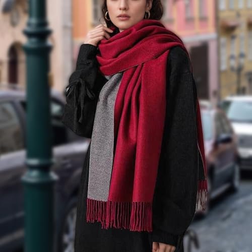 Floralies Cashmere Scarf for Women Wool Scarf Gift Box Double-sided Style Tassels Winter Thick Oversized Scarves Wraps