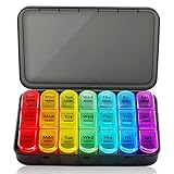 SUMMUE Weekly Pill Organizer 3 Times A Day, 7 Day Pill Box Large Compartments Moisture-Proof Pill Ca