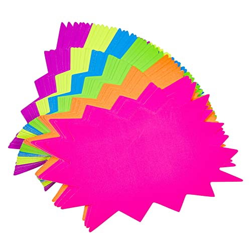 60 Pack Neon Starburst Sale Signs For Retail Store Display, Price Tag, Bulletin Board Cutouts For Classroom Supplies (6 Colors, 3 X 5 In) #TOP3