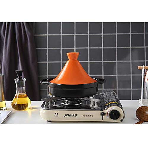 Wjxboos Ceramic Casserole Steamer Braiser Pan Healthy Saucepan Earthen Pot For Braising Slow Cooking,Moroccan Tagine Pot With Lid Orange 1.3Quart #TOP7