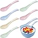 8 Pieces Wheat Straw Plastic Spoon Dinner Spoon Portable Wheat Straw Soup Spoon Dishwasher and Microwave Safe Spoon