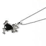 Genérico Collar de Cristales de Rana de La Suerte para Hombres y Mujeres|Colgante de Rana Punk con Cadena de Plata,Gargantilla de Animales,Amuleto de Cuentas,Joyería de Yoga,Regalos de Ónix Negro