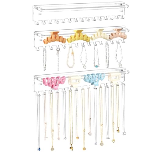 Ungtyb Wandmontierter Halskettenhalter, dekorativer Wandschmuckhalter, hängende Wandschmuck-Display, platzsparendes Halsketten-Display-Rack, 37 x 6 cm, für Zuhause, Schlafzimmer, Badezimmer