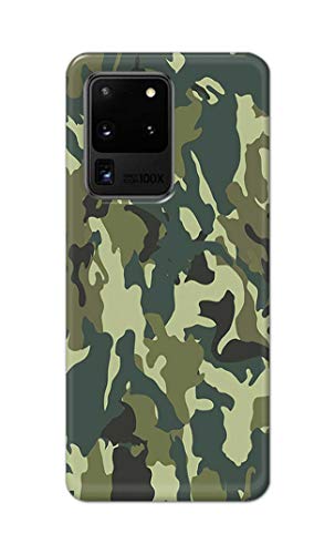 Image of Printed Hard Back Cover Case for Samsung Galaxy S20 Ultra 4G | Samsung S20 Ultra 5G Back Cover (Green Army Camouflage) -1803