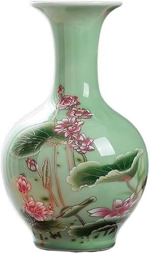 Bzgpmfud One Color Vase Desktop Vases Decoration Room Terrarium Tradition Decor Ceramic Chinese Porcelain Decorative(High:24cm)