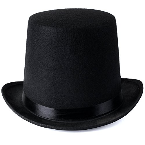 Funny Party Hats Black Felt Adult Size Top Costume Hat (Black - 2 Pack) #TOP3