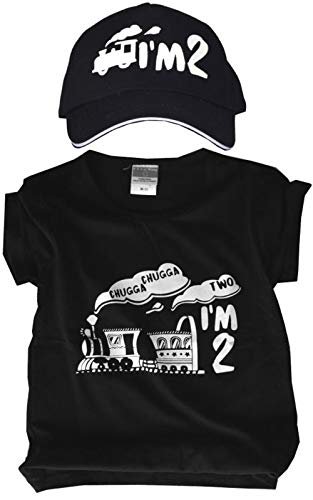 MEANT2TOBE 2nd Birthday Shirt Boy, 2nd Birthday Chugga Chugga Boy Shirt and Hat, Two Year Old Birthday Shirt Boy, Two Cool Birthday Party Decorations, Second Birthday Shirt Boy Black