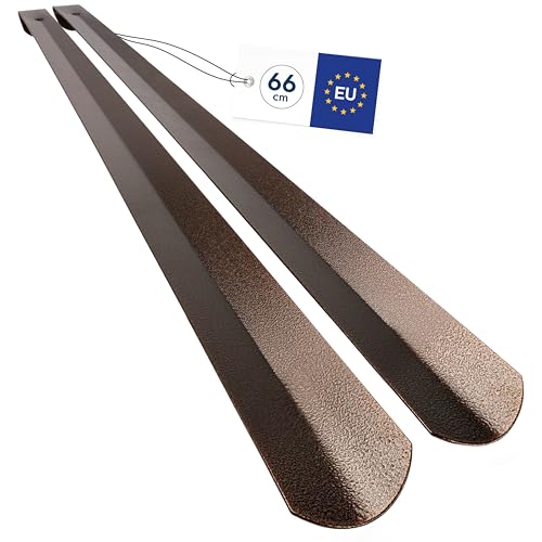 Chausse-pied en acier aspect martelé biped 66 cm robuste marron z2797
