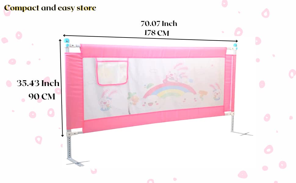 Image of Vic Kid Adjustable Baby Bedrail Guard Bed Fence Size: L 178cm* H 66cm (Pattern : Pink Cloud Rainbow)