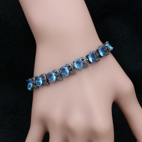 Image of LMXXVJ Fashion Tennis Bracelet Created Emerald White Gold Plated Charm Bracelet Gifts Jewelry for Women