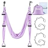 Gonex Aerial Yoga Swing Set, Yoga Hammock Trapeze Sling Kit Fitness Inversion Swing Ceiling Hanging with Extension Straps and Instruction for Beginners Adults and Kids,Purple