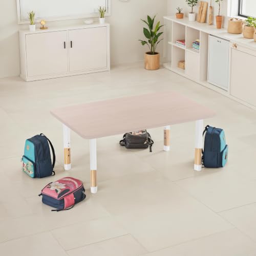 Image of 30 inch x 48 inch Rectangle Kids Classroom Table with Adjustable Chunky Wood Legs