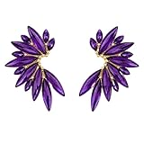 MAJALE_ Pendientes para ceremonia, boda, graduación, noche de verano o fiesta elegante – estilo bohemio chic_ Elegantes Mujer con Cristales – Diseño Floral Sofisticado (Morado)