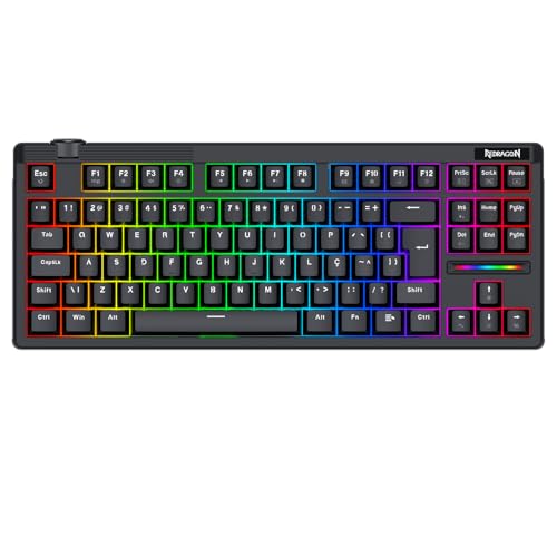 Teclado Magnético Gamer Redragon Otiim Preto RGB TKL ABNT2 Switch Redragon UltraMag HE 8K Rapid Trigger PRCS SOCD Roda de Volume K729RGB-M