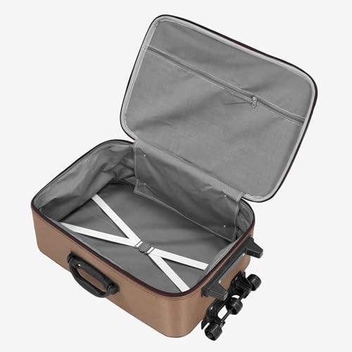 Image of Trolley Bag 20 Inch Cabin Size | Soft Shell Travel Suitcase with Reinforced Stitching Lightweight Fabric Luggage for Flight Cabin | (Brown)
