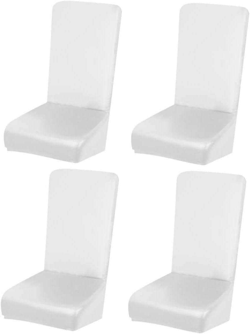 4 Pcs Waterproof PU Leather Dining Chair Covers Stretchable High Back Chair Sleeves Oil-Resistant for Kitchen and Dining Room