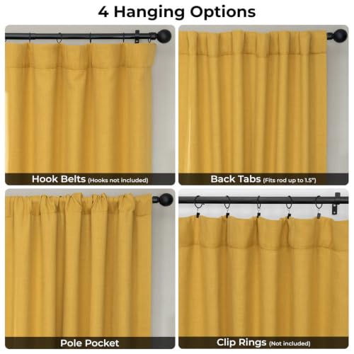 Image of HPD Half Price Drapes - Faux Linen Curtains for Living Room (1 Panel) - 100W X 96L - Extra Wide Textured Room Darkening Curtains for Bedroom 96 Inches Long - Drapes for Home Decor, Graphic Gold