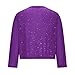 Sequin Jacket for Girls Sparkly Cropped Tops Open Front Long Sleeve Shrug Kids Fashion Party (Purple, 5-6 Years)