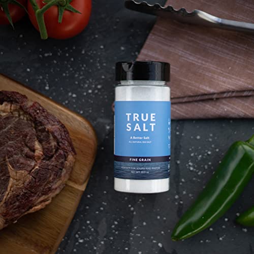 True Salt Fine Grain Salt - All Natural Sea Salt - Great For Keto, Bbqs, Grilling, Baking, Soups, Rubs, Steak, Chicken, Seafood, Bread, Sauces, Camping, Popcorn, Picnics, And Camping - 10.5 Oz Shaker #TOP3