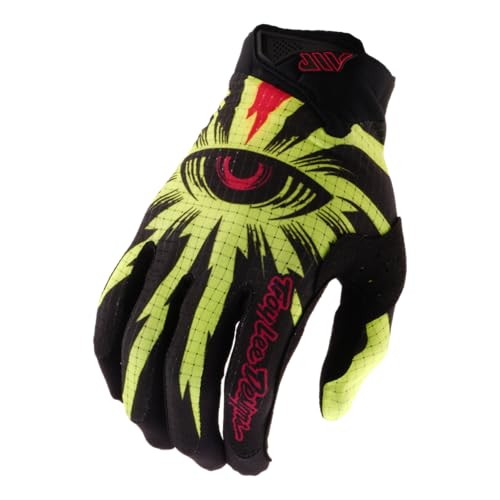 Troy Lee Designs Air Adult Motocross MX Off-Road Mountain Bike BMX Glove, Cyclops, Black/Flo Yellow, Small