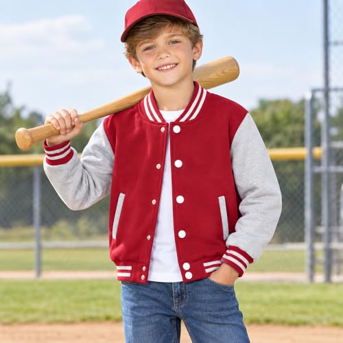 Image of Kids Baseball Jackets Boys Girls Fit Varsity Jacket Casual Lightweight Plain Button Cardigan School Coat