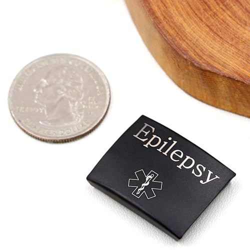 JunyiDIY YA4313 Medizinisches Epilepsie-Erkennungsschild aus Edelstahl, für Männer und Frauen, langlebiger Gesundheitsschmuck für Apple-Watch-Armbänder, Notfall-Identifikation für Altenpflege, Schwarz
