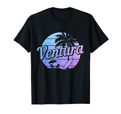 Surfista de playa con recuerdos vintage de Ventura California Surf Camiseta