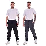 Keanu 2 Pack Regular Fit Mens Joggers - Super Soft Jogging Bottoms with Brushed Fleece Lining - Lounge Pants Gym Joggers - Cotton Rich Blend - Mens Sizes S - 2XL (Black/Charcoal Pack, Extra Large)