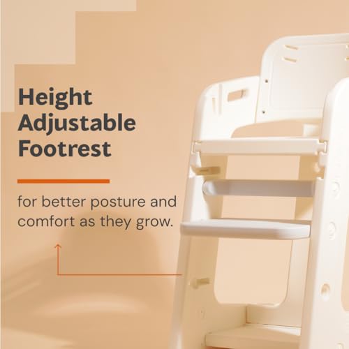 Image of Miniture NUBO Premium High Chair for Baby, Modern Height Adjustable Seat and Footrest, Smart & Sleek Triangular Design, Easy to Clean Detachable Meal Tray for 6 Months to 8 Years Kids |(White & Gray)