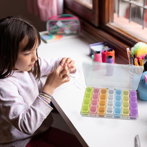 Image of Bead Organizer Box Small Bead Storage Containers 28 Grids bead case diamond painting storage Transparent Plastic Container Case For Organization Jewelry Beads Storage Box (Colorful)