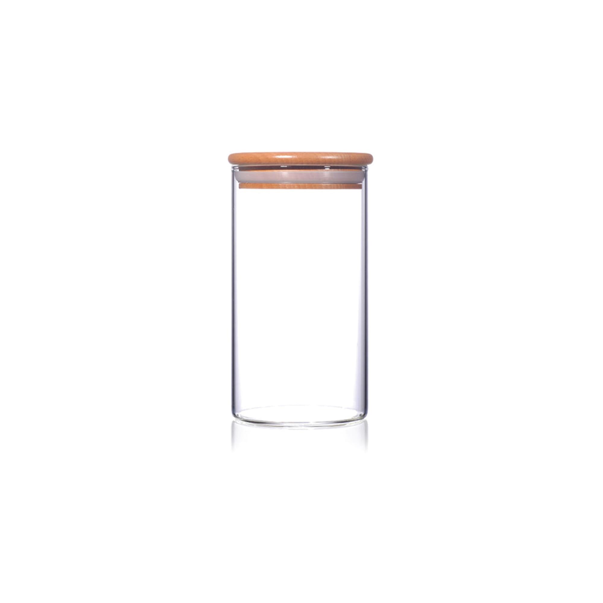 Print Maniacs Transparent Glass Storage Jar 1.4L With Bamboo Lid Airtight Kitchen Container For Coffee Sugar Pasta Rice Pantry Storage Clear Glass Canister With Wooden Lid Food Storage Jar Single Or Multi Pack