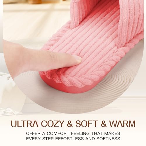 Orthoshoes Memory Foam Slippers for Women House Slippers Indoor Slides Anti Slip Open Toe Corduroy House Shoes for Women Bedroom Spa Wedding Travel Hospital Cozy Comfy4